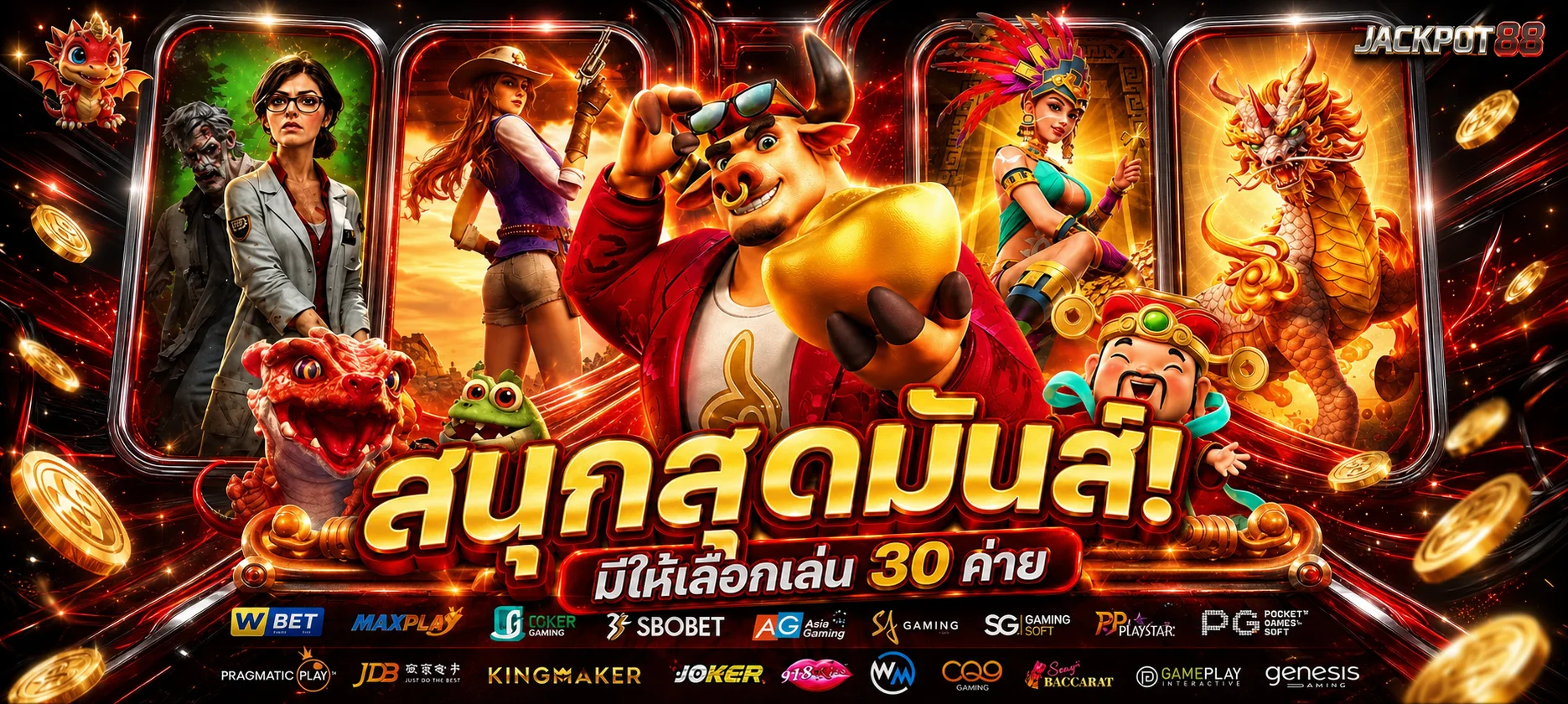 รวมเกมสล็อต PG และค่ายยอดนิยมบน JACKPOT88